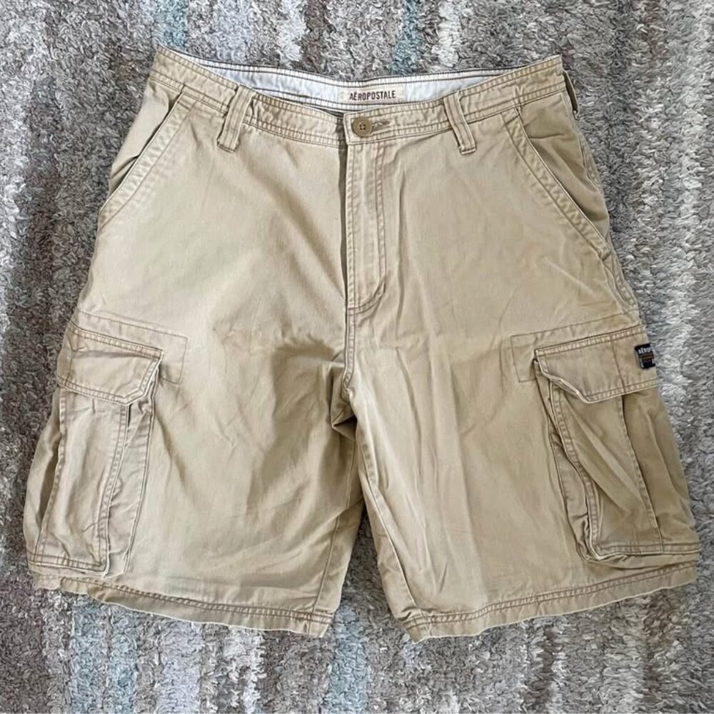 Aeropostale Men’s Sz 33 Tan Cargo Y2K Shorts Grunge